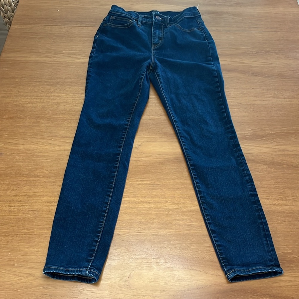 J Crew Curvy 10” High Rise Skinny Jeans, Dark Wash Signature Stretch Denim Sz 26
